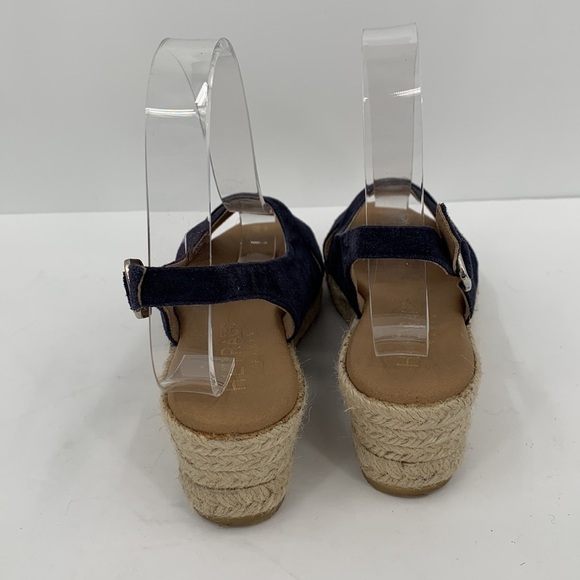 Heyraud slingback espadrille sandal navy blue suede wedge jute platform 37 6 - Picture 6 of 7